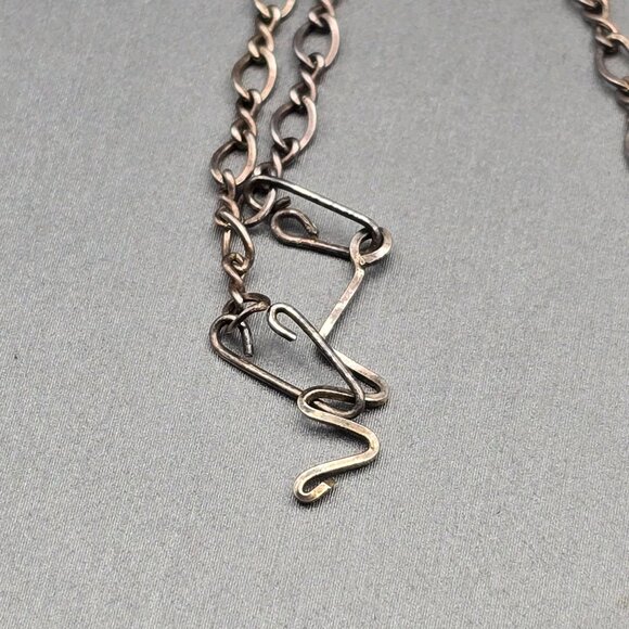 VTG Artisian Necklace Sterling Silver Cobalt Blue & Orange Beaded Necklace 16" - Picture 6 of 11